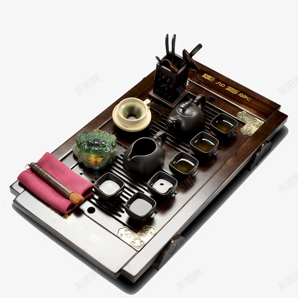 黑檀木茶具套装png免抠素材_88icon https://88icon.com 产品实物 套装 茶具 黑檀木