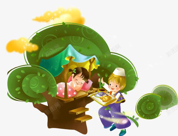 卡通树屋png免抠素材_88icon https://88icon.com 卡通 卡通树屋 幼儿园 树屋 童话