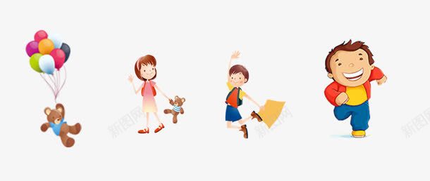 卡通版的小孩子们png免抠素材_88icon https://88icon.com 卡通版 孩子 手绘卡通版 气球