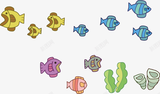 插画手绘彩色小鱼矢量图ai免抠素材_88icon https://88icon.com 小鱼 彩色 手绘 插画 矢量图