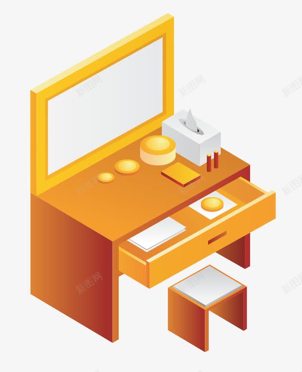 卡通梳妆台png免抠素材_88icon https://88icon.com 卡通 家具 家居 梳妆台