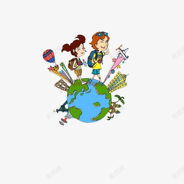 环球旅行png免抠素材_88icon https://88icon.com 人物 彩绘 旅行
