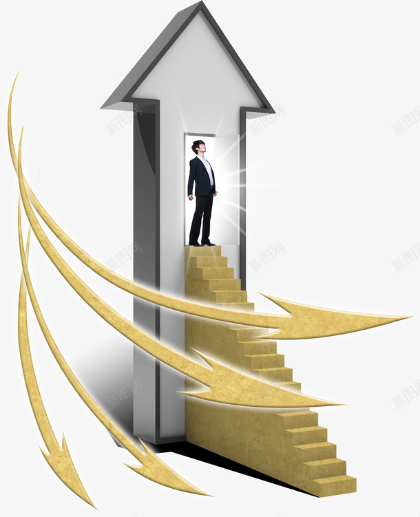 站在台阶上的男人psd免抠素材_88icon https://88icon.com 台阶 商务人物 商务男人 男人 箭头