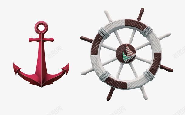 红色简约船舵装饰图案png免抠素材_88icon https://88icon.com 免抠PNG 简约 红色 船舵 装饰图案