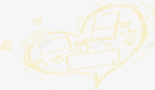 黄色手绘爱心形状效果png免抠素材_88icon https://88icon.com 形状 效果 爱心 黄色