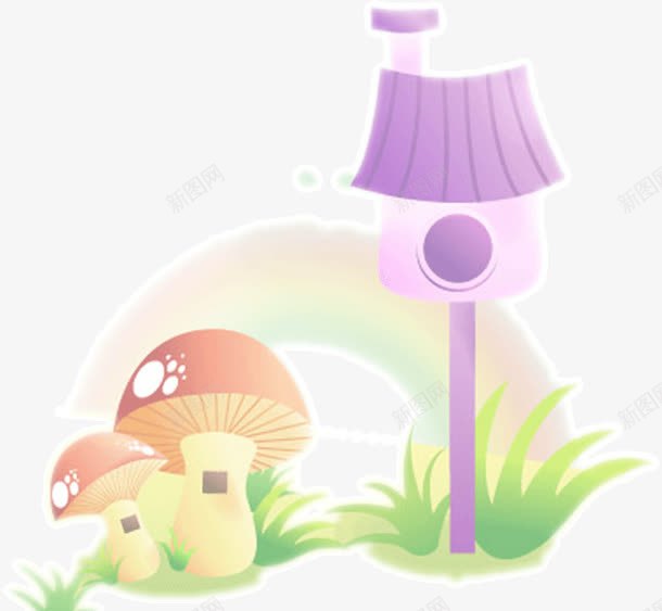 卡通动画风景png免抠素材_88icon https://88icon.com 动画 卡通 绿树叶 蘑菇 风景