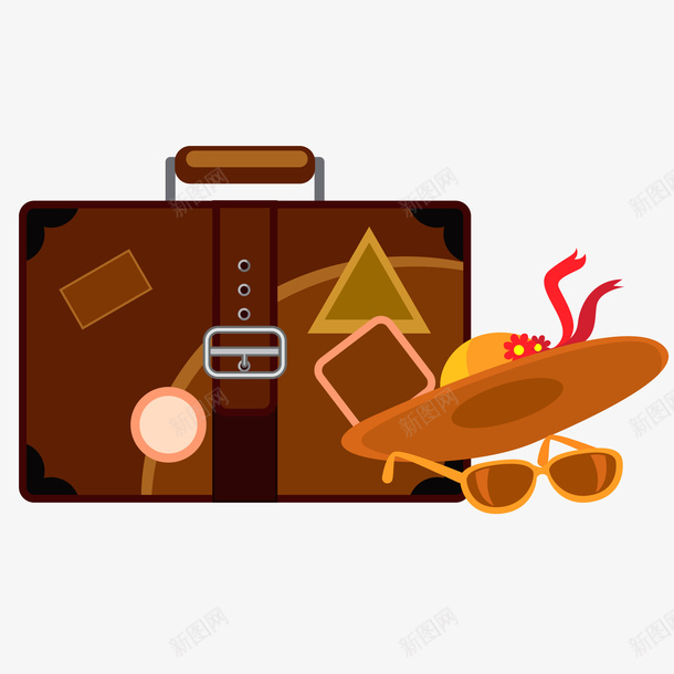 手绘行李箱png免抠素材_88icon https://88icon.com 卡通 帽子 手绘 行李箱