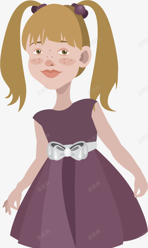 手绘可爱小女孩矢量图ai免抠素材_88icon https://88icon.com 双马尾 可爱小女孩 手绘 矢量图