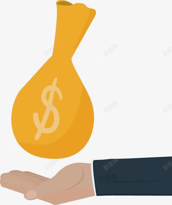 卡通钱袋png免抠素材_88icon https://88icon.com 商业金融 广告设计 彩色卡通 手臂 美元符号 财富 钱袋
