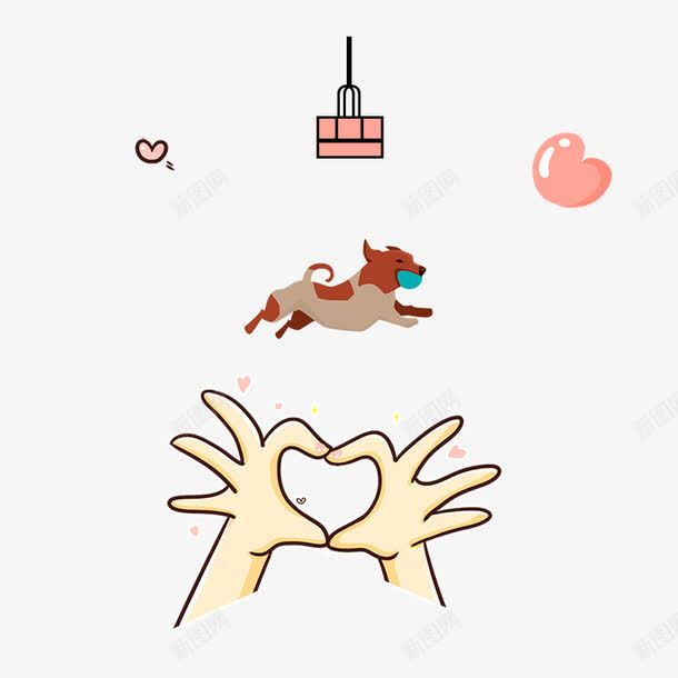卡通手绘小狗狗png免抠素材_88icon https://88icon.com 卡通双手 卡通小狗狗 卡通心形 卡通礼物盒 宠物节 手绘双手 手绘小狗狗