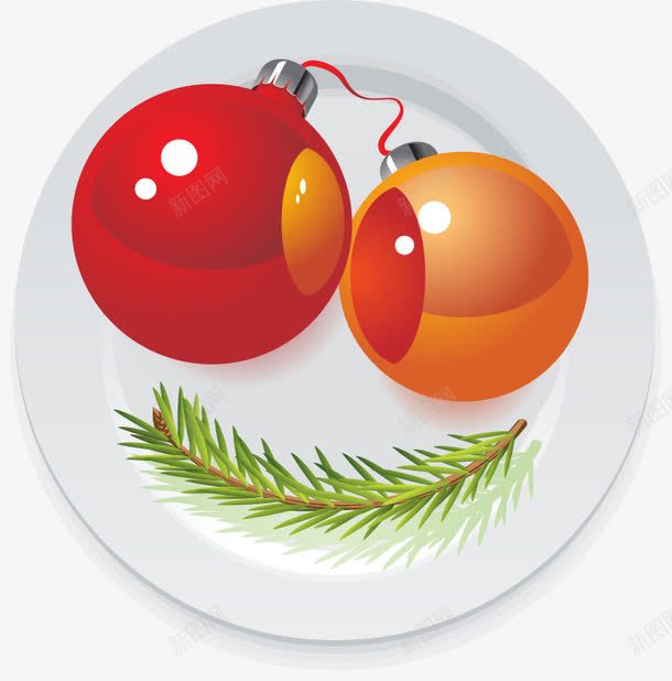 手绘盘子里的装饰球png免抠素材_88icon https://88icon.com 圣诞节 手绘 盘子 装饰球