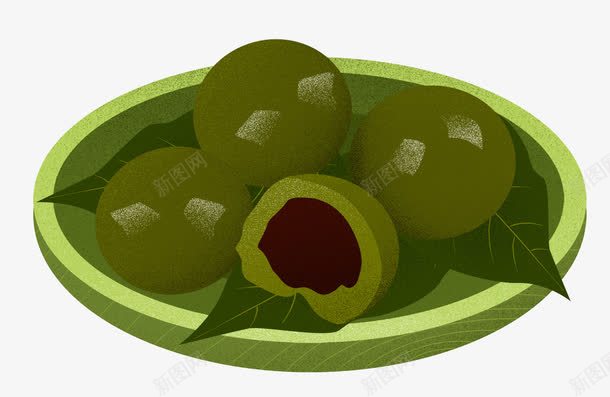 手绘插画清明节食物青团png免抠素材_88icon https://88icon.com 传统饮食 手绘 插画 清明节 盘子 青团 食物