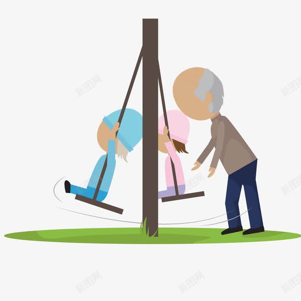 爷爷与孙子荡秋千png免抠素材_88icon https://88icon.com 卡通 爷爷 荡秋千