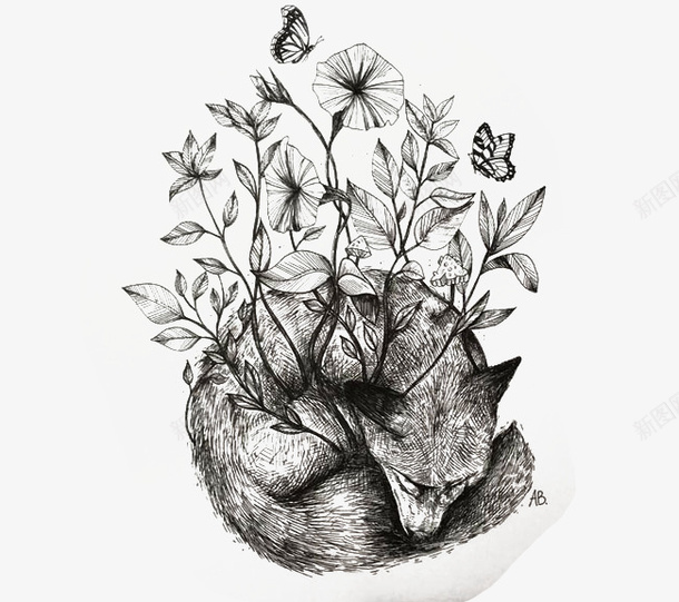 黑白手绘插画png免抠素材_88icon https://88icon.com 手绘插画 水笔插画 超现实风格插画 风格插画