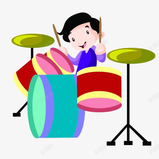 儿童乐器演奏png免抠素材_88icon https://88icon.com 彩色 架子鼓 男孩