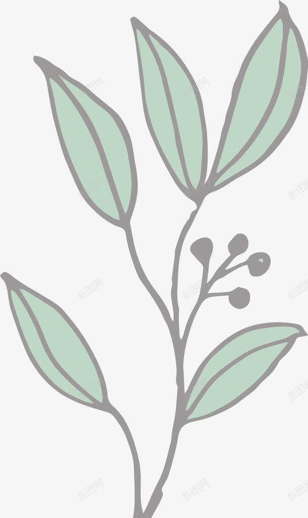 漂浮树枝png免抠素材_88icon https://88icon.com 手绘 树叶 树枝 绿色