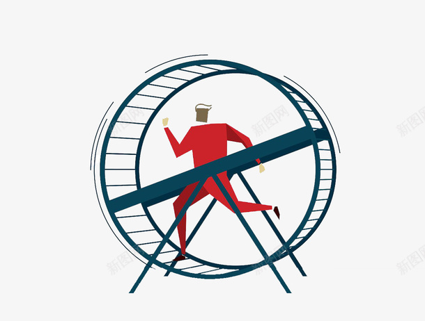 在轮子里跑的人png免抠素材_88icon https://88icon.com 卡通手绘 原地跑 装饰 跑的人
