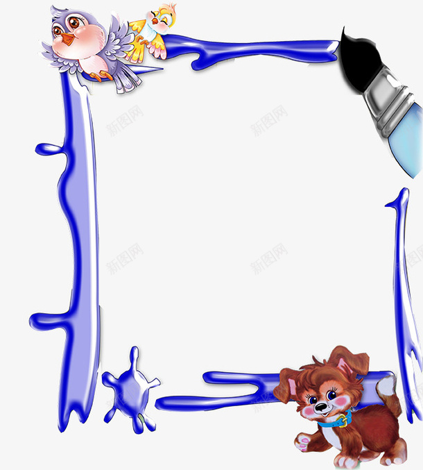 卡通蓝色动物边框png免抠素材_88icon https://88icon.com 动物 卡通 蓝色 边框