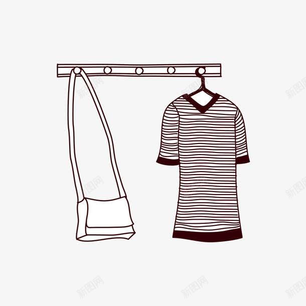 挂钩上的包和衣服png免抠素材_88icon https://88icon.com 包 手绘 挂钩 衣服