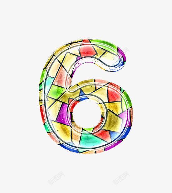 彩色玻璃字母数字6png免抠素材_88icon https://88icon.com 哥特式 彩色玻璃字母数字 立体