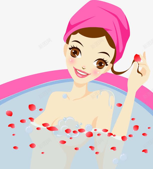 泡澡的美女png免抠素材_88icon https://88icon.com 泡澡 粉色 美女