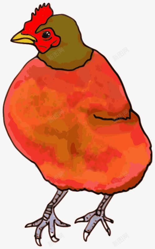 水彩红色的卡通鸡png免抠素材_88icon https://88icon.com 卡通 卡通水彩 水彩 红色卡通 鸡