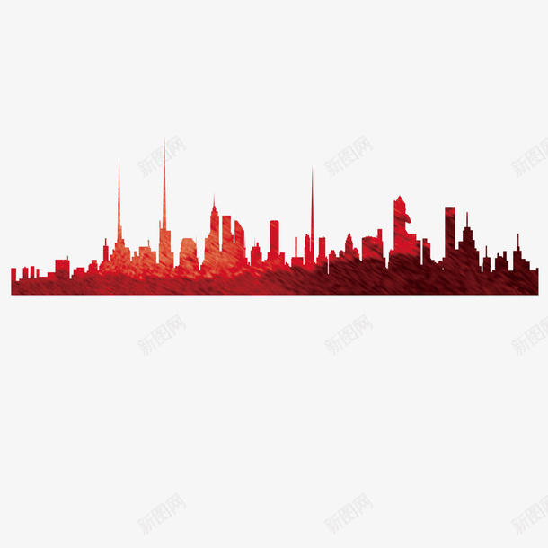 红色炫彩楼群装饰png免抠素材_88icon https://88icon.com 楼群 炫彩 红色 装饰 设计