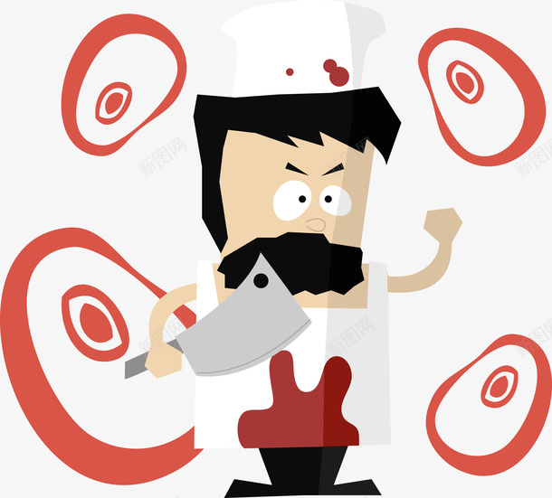大胡子厨师矢量图ai免抠素材_88icon https://88icon.com 人物插画 卡通厨师 厨师 大胡子 矢量厨师 矢量图