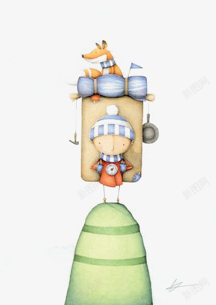 卡通小孩png免抠素材_88icon https://88icon.com 儿童 卡通插画 小孩子 小朋友 狐狸 秋冬