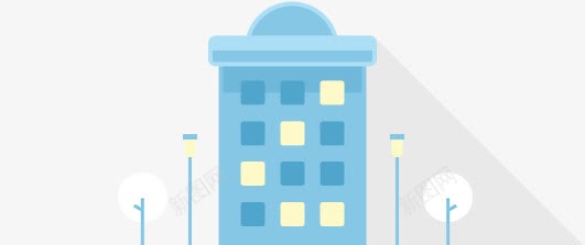 蓝色卡通楼png免抠素材_88icon https://88icon.com 卡通楼 楼 背景元素 背景图 装饰元素 装饰图案
