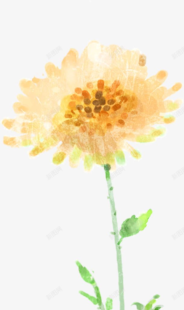 黄色水墨水彩花朵png免抠素材_88icon https://88icon.com 水墨 水彩 花朵 黄色