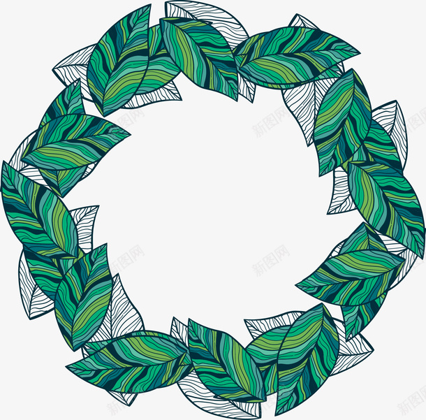 叶子花环矢量图ai免抠素材_88icon https://88icon.com 叶子 植物花环 花环 矢量图