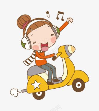 骑电动png免抠素材_88icon https://88icon.com 交通工具 唱歌 小女孩 电动车 音乐