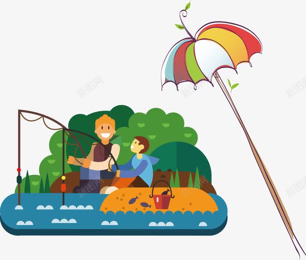 卡通钓鱼矢量图ai免抠素材_88icon https://88icon.com 创意钓鱼 卡通钓鱼 矢量钓鱼 钓鱼元素 钓鱼素材 矢量图
