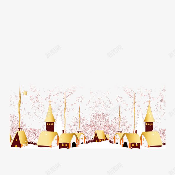 卡通圣诞城市夜png免抠素材_88icon https://88icon.com 卡通 圣诞夜 城市 淘宝 装饰