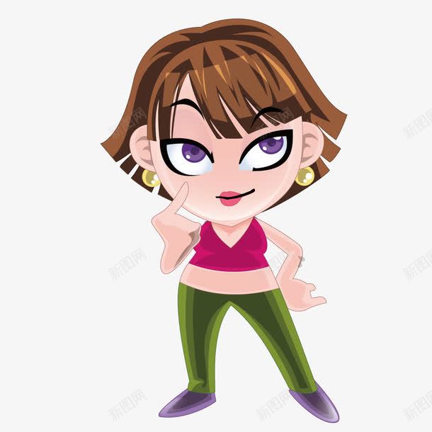 大眼睛美女png免抠素材_88icon https://88icon.com 大眼睛 绿裤子 美女