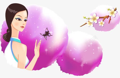 中国古典韵味美女png免抠素材_88icon https://88icon.com 矢量人物女性美女中国古典美女花卉花朵