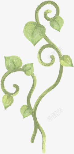 手绘绿色优美枝条植物树叶png免抠素材_88icon https://88icon.com 优美 枝条 树叶 植物 绿色