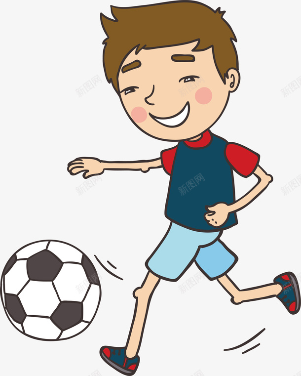 卡通踢球男孩矢量图ai免抠素材_88icon https://88icon.com 人物设计 健康 健身 踢球 踢球男孩 运动 矢量图