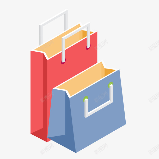 红色蓝色质感卡通手提袋矢量图ai免抠素材_88icon https://88icon.com 卡通 手提袋 红色 蓝色 质感 矢量图
