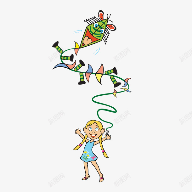 创意放风筝的儿童插画矢量图ai免抠素材_88icon https://88icon.com 人物设计 儿童节 创意 手绘 插画设计 放风筝 矢量图