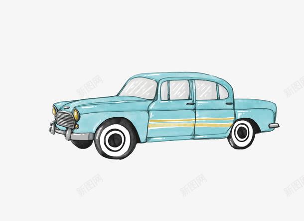 蓝色手绘的小轿车png免抠素材_88icon https://88icon.com 卡通手绘 小轿车 手绘汽车 蓝色汽车 装饰图 车辆