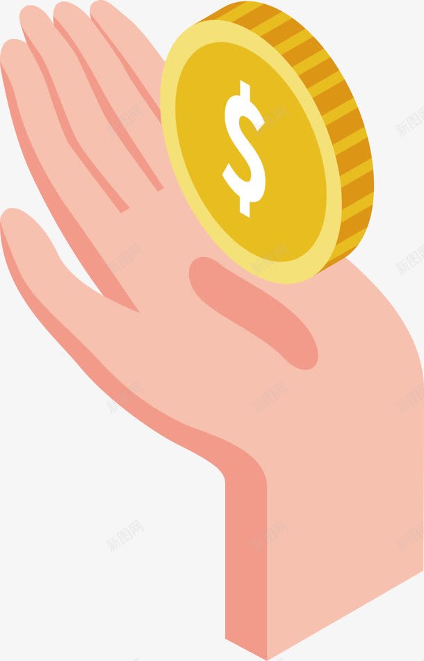手上的金币png免抠素材_88icon https://88icon.com 卡通手绘手掌 矢量源文件