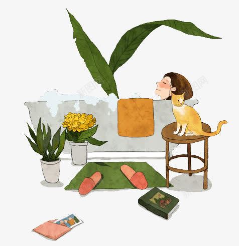 水彩泡澡png免抠素材_88icon https://88icon.com 网页插花手绘