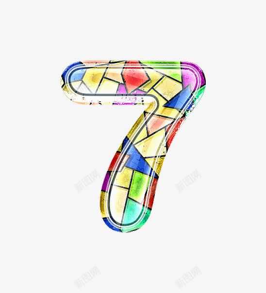 彩色玻璃字母数字7png免抠素材_88icon https://88icon.com 哥特式 彩色玻璃字母数字 立体
