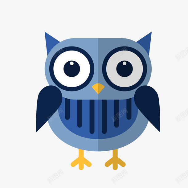 蓝色卡通猫头鹰png免抠素材_88icon https://88icon.com 卡通动物 卡通猫头鹰 大眼睛 背景装饰 蓝色猫头鹰