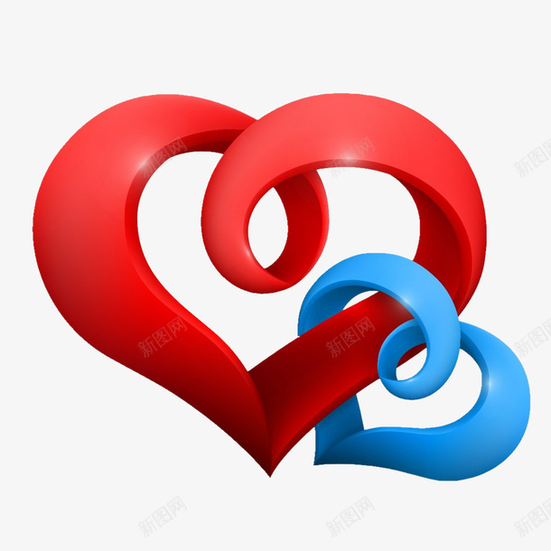 艺术相扣的爱心png免抠素材_88icon https://88icon.com 爱心 红色 艺术 蓝色