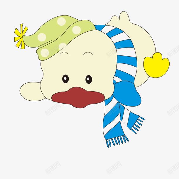 卡通小鸭子卖萌png免抠素材_88icon https://88icon.com 动物 卡通 卡通鸭子 围巾 鸭子