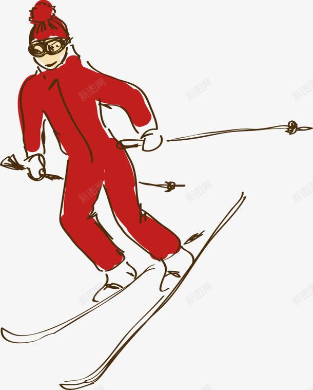 手绘滑雪的人png免抠素材_88icon https://88icon.com 人物 卡通人物 手绘人物 滑雪