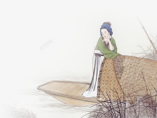 古代美女png免抠素材_88icon https://88icon.com 中国风 古代美女 船